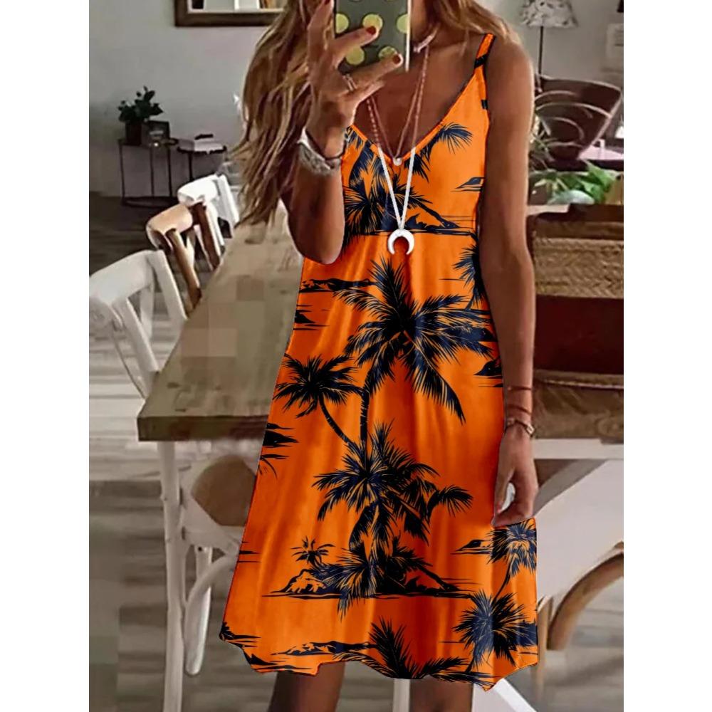 Elegant Spring and Summer New Printed Women's Camisole Dress