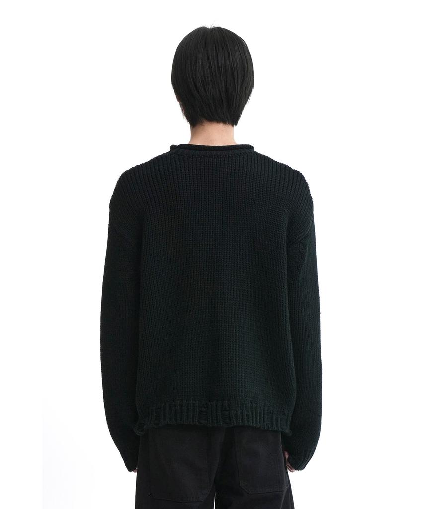 Opeunyadeu(Owai) Heart Stitch Destroyed Knit - Black
