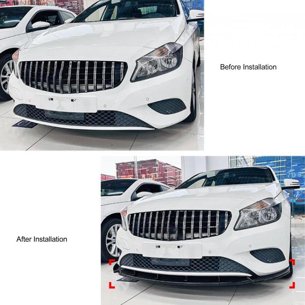 Front Bumper Lip Front Bumper Lip Replacement for W176 Standard Front Lip Front Bumper Lip Chin Splitter Spoiler, 3-Section Diffuser, Mercedes-Benz