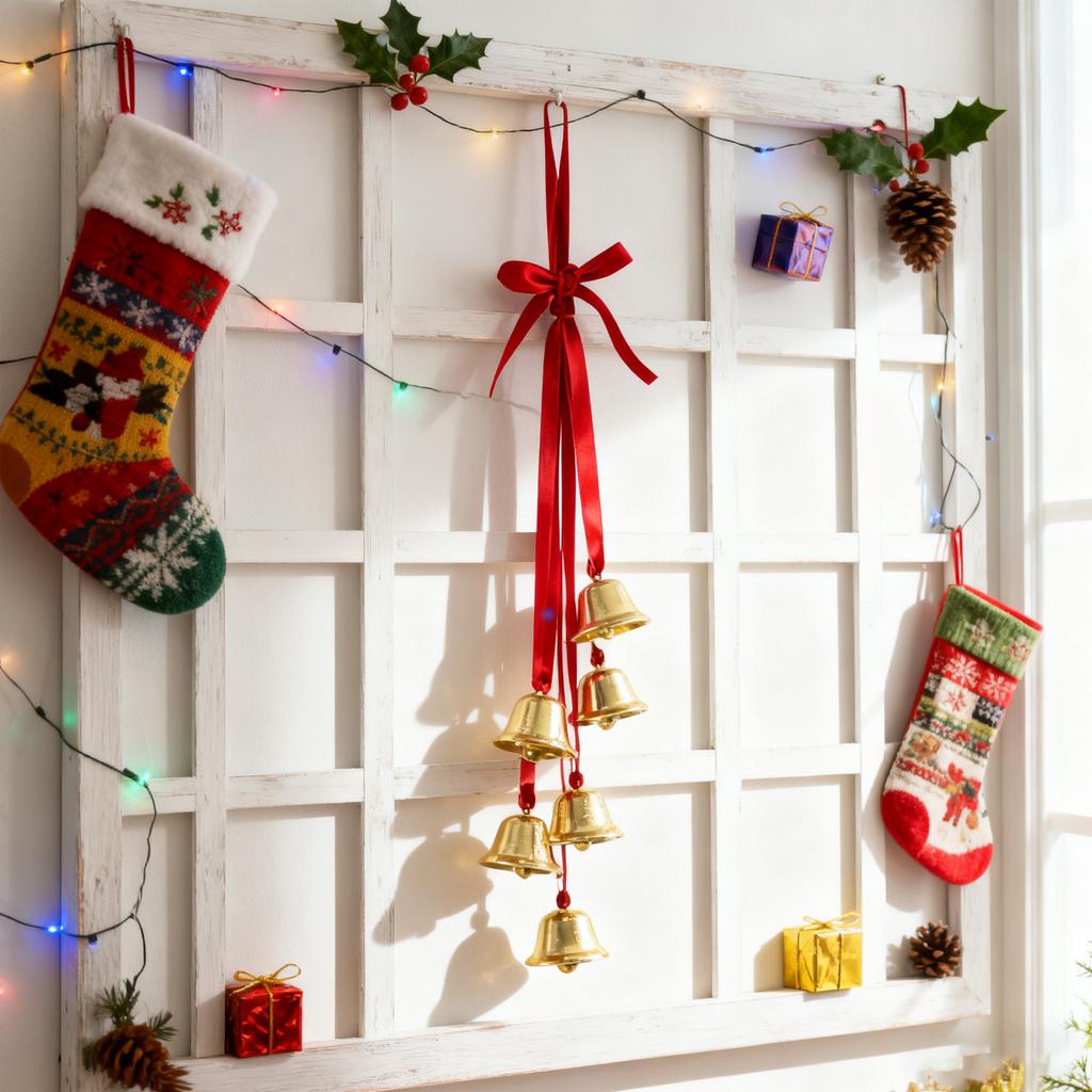 Velvet Ribbon Reverences With Bell, Christmas Decorative Pendant, Seasonal Christmas , Holiday Hanging Accessories, Winter Party Supplies