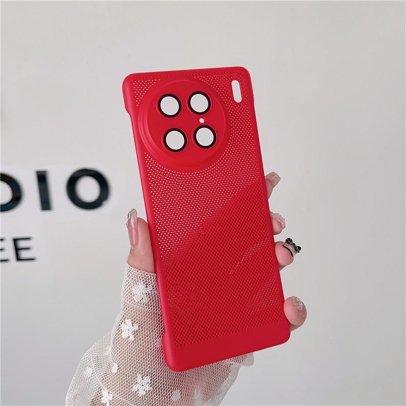 Frameless Heat Dissipation Case With Lens Film For Vivo X90 X90s X80 Pro Plus Breathable Cooling Grid Hard PC Cover Back Shell Protector