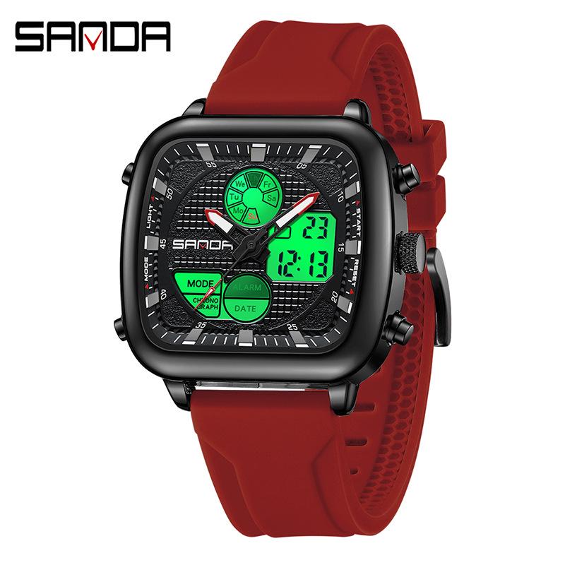 Sanda Multifunctional Men's Luminous Waterproof Electronic Alarm Watch