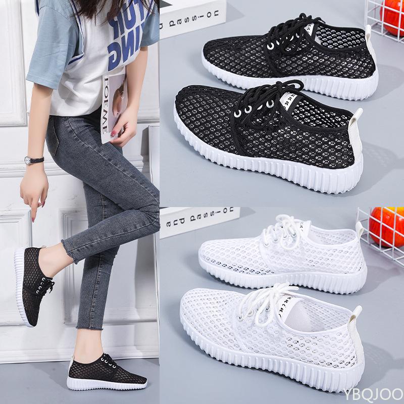 Lightweight versatile Running Footwear Lace-up Sneakers Breathable Mesh Shoes Ladies Summer Hollow Out Sports Casual Shoes