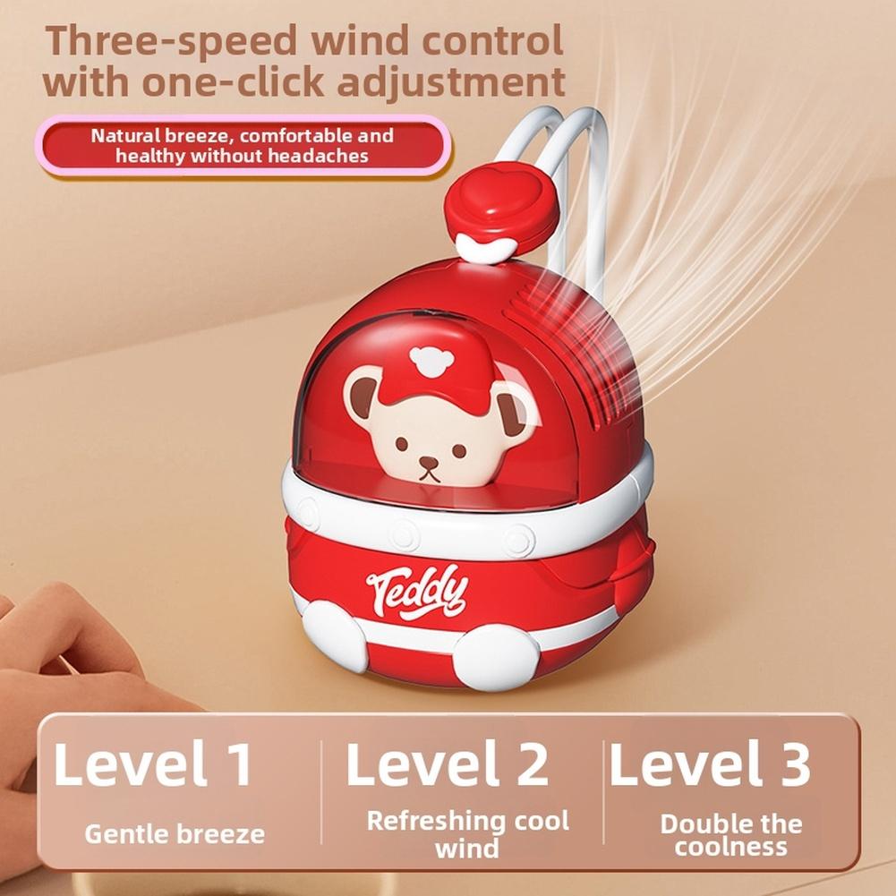 Leafless USB Rechargeable Neck Fan Portable Lightweight with Lanyard 3 Adjustable Speeds for Travel Office Home Use