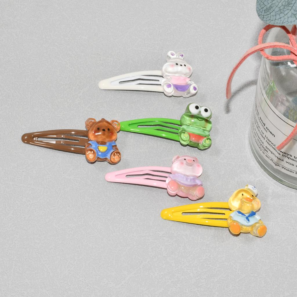 5Pcs/Set Candy Colors BB Brand Side Clips For Children Cute Cartoon Animal Shape Girls Hair Clip Water Drop Hair Accessories