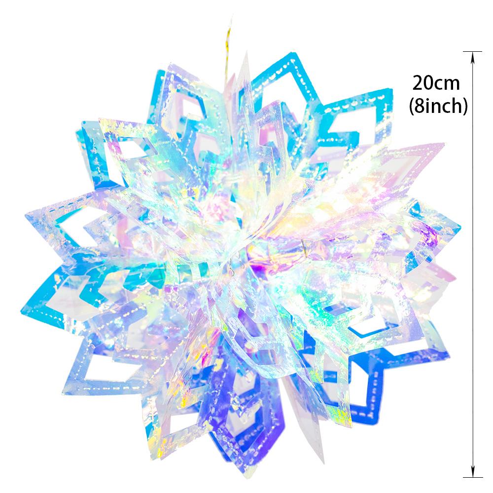Iridescent Shiny Rainbow Honeycomb Snowflake Xmas Tree Star Fan Curtains For Birthday Party Wedding Christmas Decor