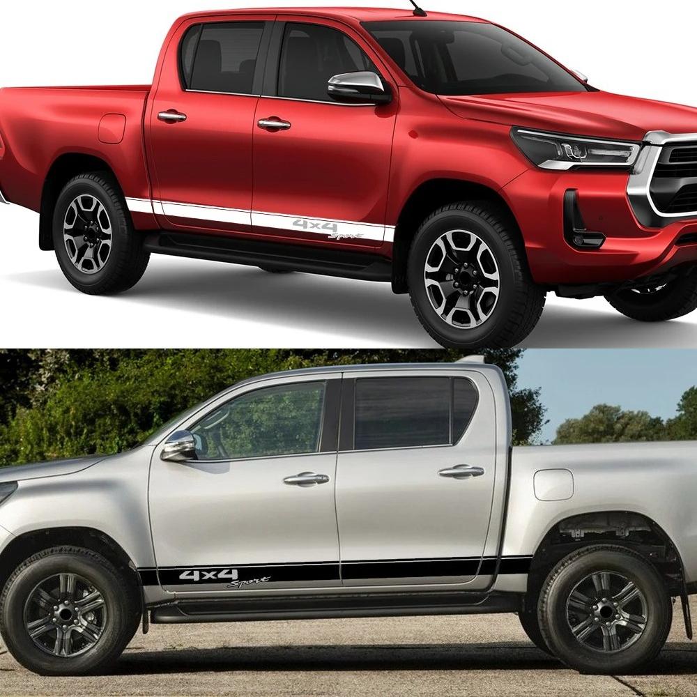 2PCS Car Long Stripes Sticker 4X4 Sport Vinyl Decor Decal Self Adhesive PVC Car Body Decoration Accessories For  Hilux