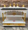Geprägter Weißer Holz-Mandir: Hinduistischer Heimtempel Schrein (24x8x24 Zoll