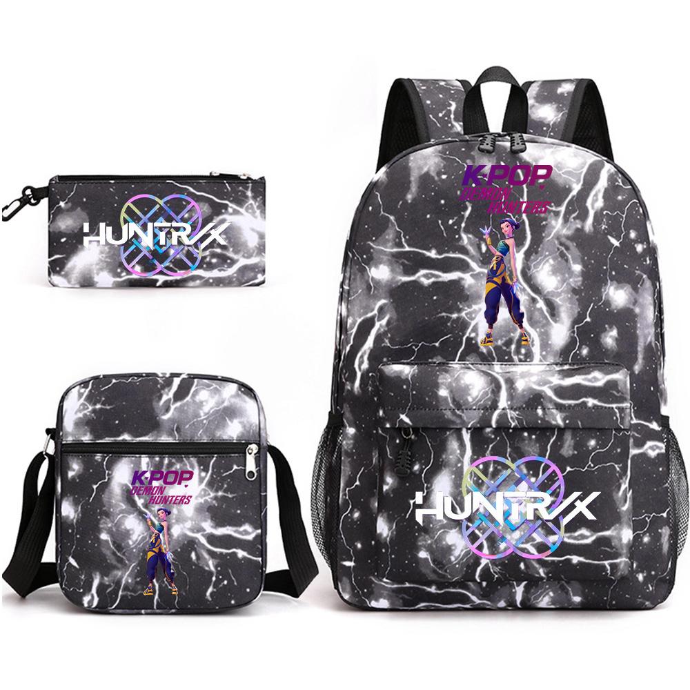 3Pcs/set Cute Cartoon Printed Backpack with Shoulder Bag Pencil Case for Teenager Student Boy Girl School Bag Large Capacity Bookbag Kid Gift