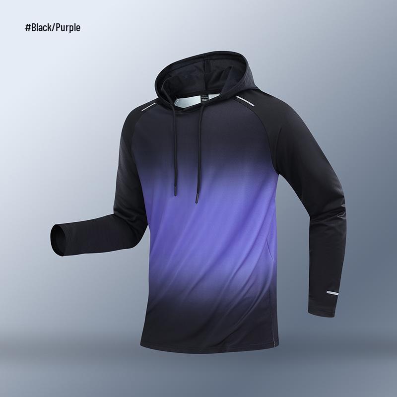 

Autumn/Winter Men s Quick-Dry Cycling & Running Sports Set with Hooded Sweatshirt, Windproof for Morning Runs. 2XL чорний/фіолетовий