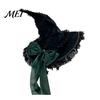 Comic Exhibition Costume Props Gothic Witch Hat for Women, Dark Lolita Style Halloween Accessory, Lightweight Party Outfit Essentials with Lace & Bow,