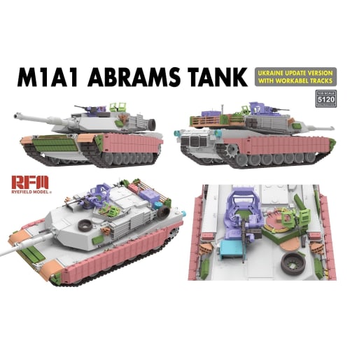 Ryefield Models 1/35 Scale M1A1 Abrams Ukrainian Version with Working Tracks Plastic Model Kit RFM5120