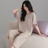 Modal cotton pajamas with chest pads women's summer 1011 simple cool ice silk short-sleeved pants outer wear loungewear set
