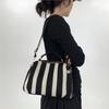 Women'S Sewn Mesh Striped Shoulder Bag, Personalized Simple And Versatile Messenger Handbag
