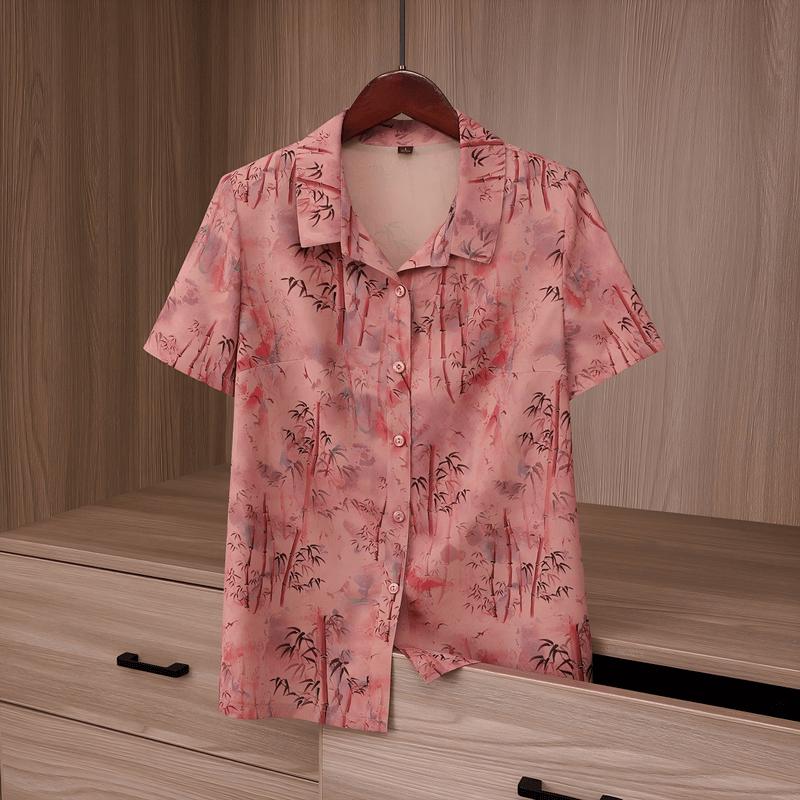 Yu Zhaolin Women s New Chinese Style Bamboo Print Summer Shirt 2XL