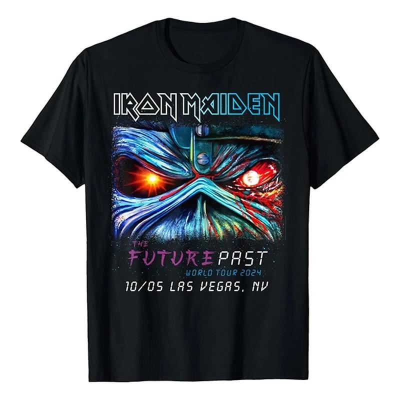 T-shirt Iron Maiden Groupe de Heavy Metal Rock Punk Lâche Surdimensionné Vintage Injection Directe Manches Courtes T-shirt Confortable Respirant