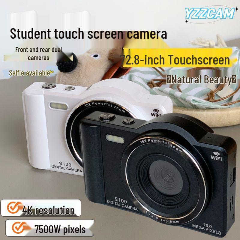 Studentische Dual-HD-Touchscreen-Kamera mit Front- und Rückkamera, WLAN und Selfie-Funktionen