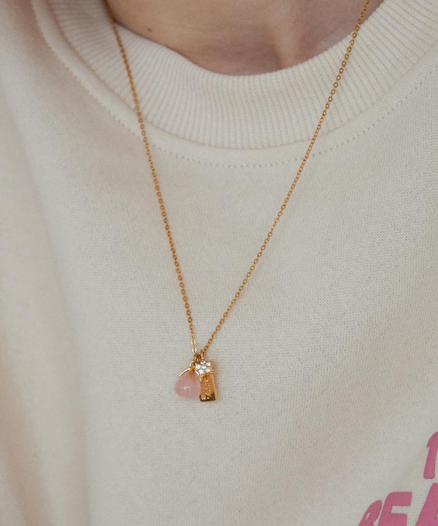 Merrymotive Rose Gemstone And Star Pendant Necklace
