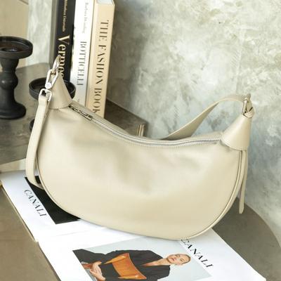Bag First-layer Cowhide High-quality Niche Casual Croissant Genuine Leather Women's Large-capacity Cross-arm Dumpling