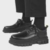 Men's Black Lace-Up Leather Shoes: Casual, Formal, Height-Boosting, Round Toe