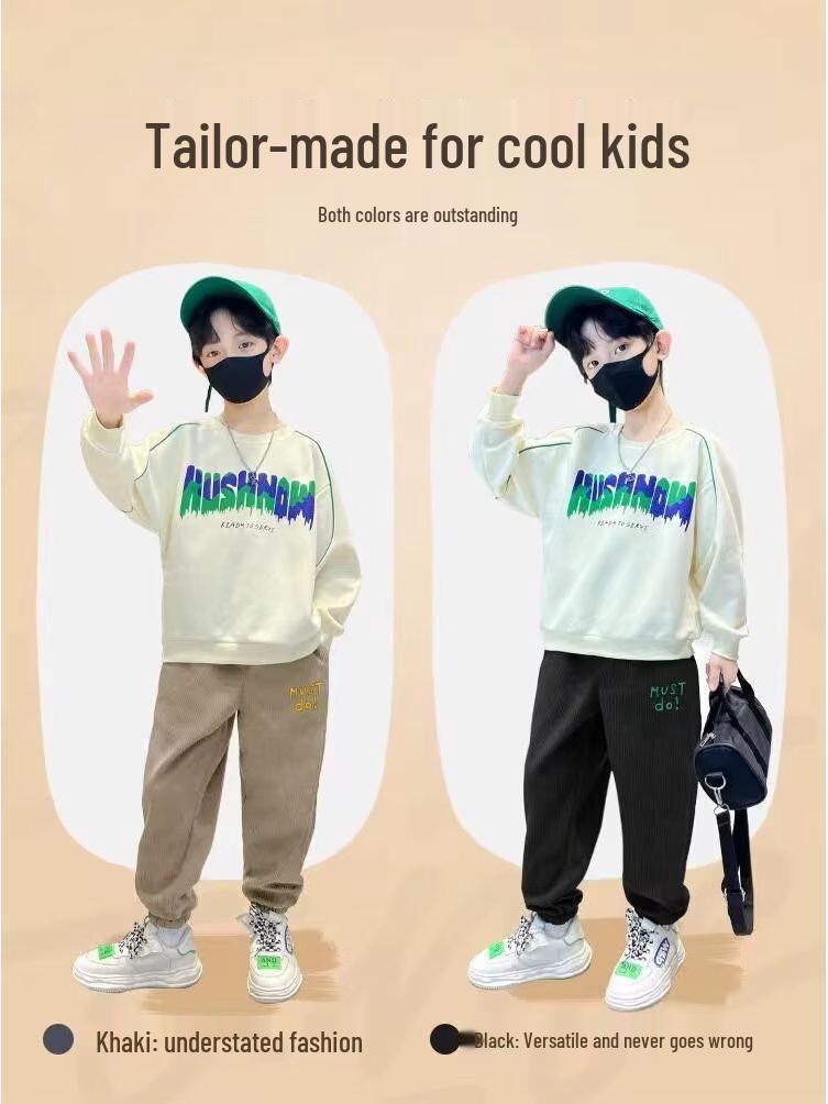 Boys' Spring & Autumn Loose Casual Sweatpants 2025 - Trendy, Handsome Sports Long Pants for Big Kids
