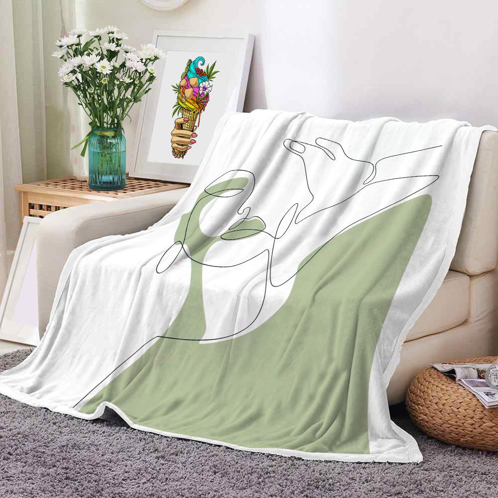 Mondrian Art Digital-printed Polyester Bedroom Velvet Flannel Soft Sofa Cover Blanket Fleece Soft Sofa Cover Blankets for Beds
