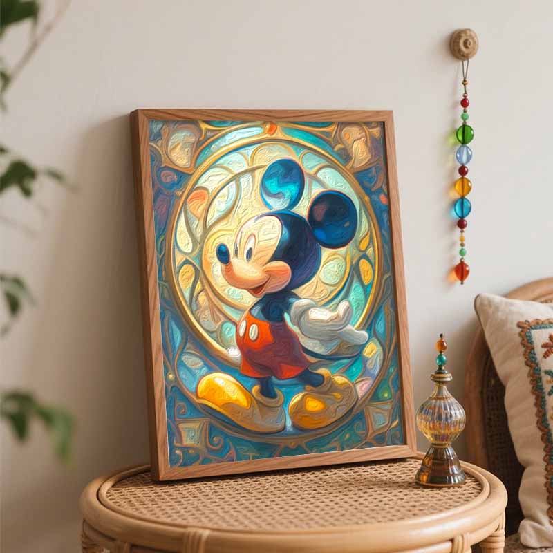Disney Stained Glass Mickey Paint By Number Kit Drawing Canvas DIY Picture Home Decor Art Wall Gift Craft Oil Painting Set Wall Decor