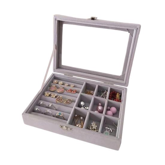 Yousheng Jewelry Storage Box, with Transparent Flip Cover, Velvet Lining Dustproof Jewelry Organizer, Display Case for Travel And