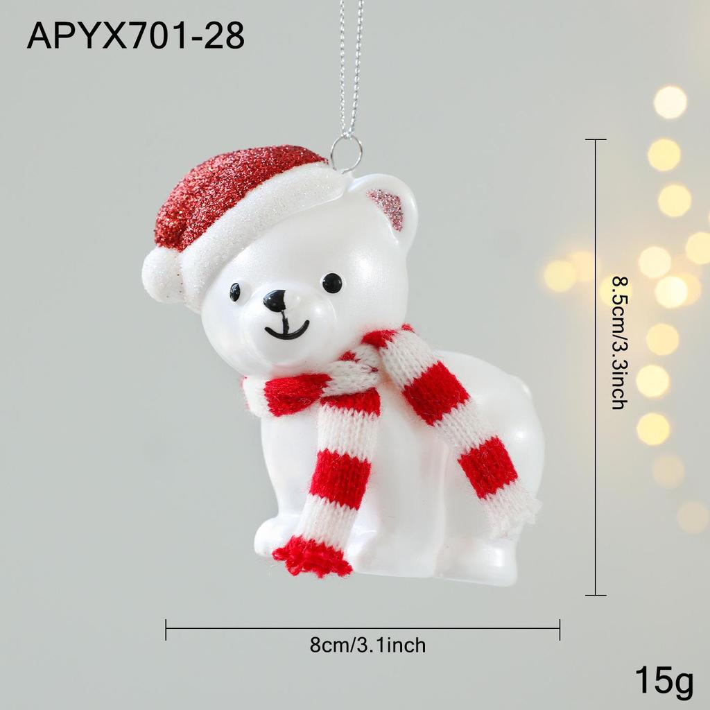 Red and White Sticky Powder Plastic Cartoon Pendant for Christmas Tree Decoration