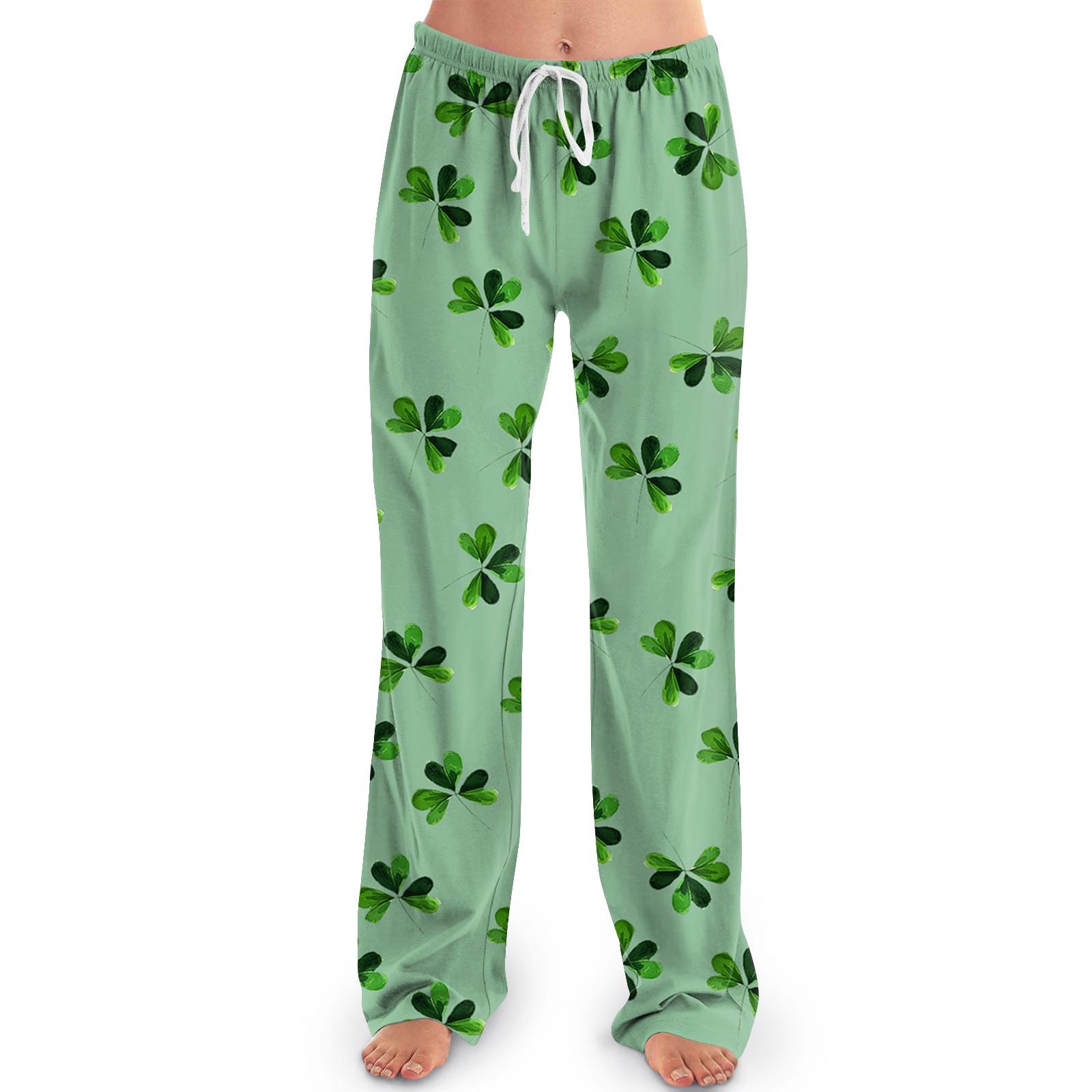 

Женские пижамные штаны, одежда для сна, повседневные брюки с эластичной резинкой на талии, удобные прямые свободные брюки для йоги. День Патрика XXXL