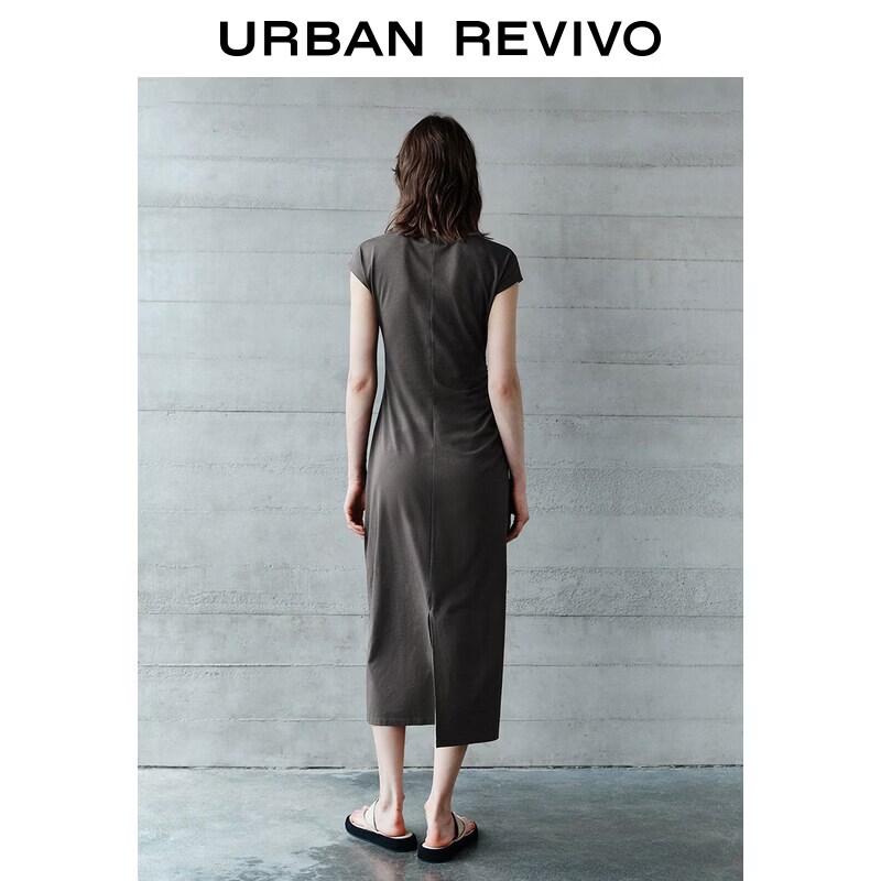 UR2026 Women's Pleated Back Slit Dress