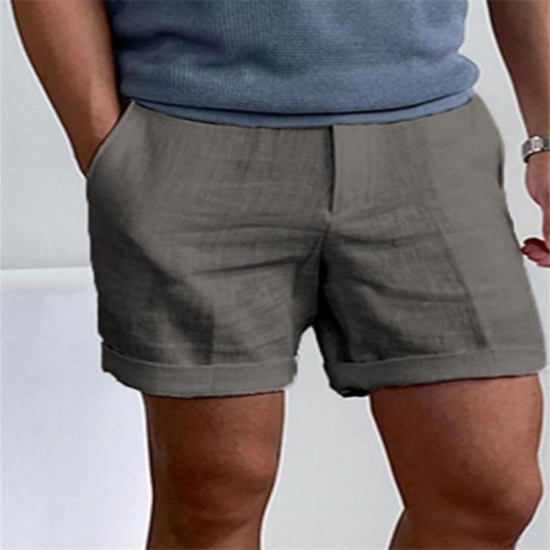 Men's Linen Oblique Pocket Solid Color Comfortable Breathable Sports Outdoor Daily Shorts