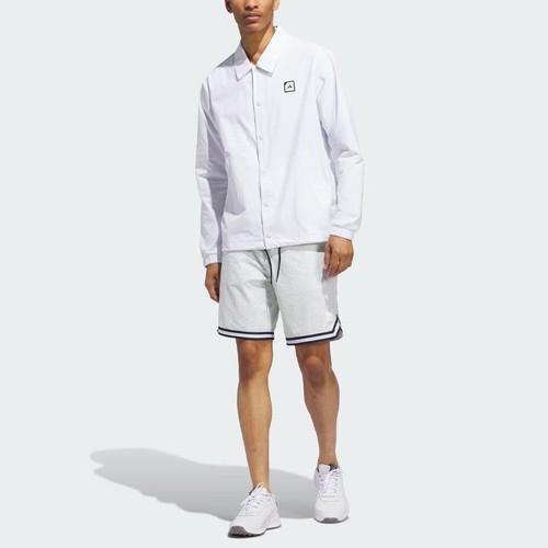 Adidas Men's White Single-Breasted Long-Sleeve Sports Polo Jacket