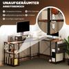 L-Shaped Desk, Versatile Office Desk with Adjustable Shelves and Storage Bag, Monitor Stand, Brown