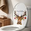 Festive Window Clings Christmas Elk Toilet Seat Cover Sticker, Cartoon Reindeer Lid Durable Waterproof Decals Decal, Self-Adhesive