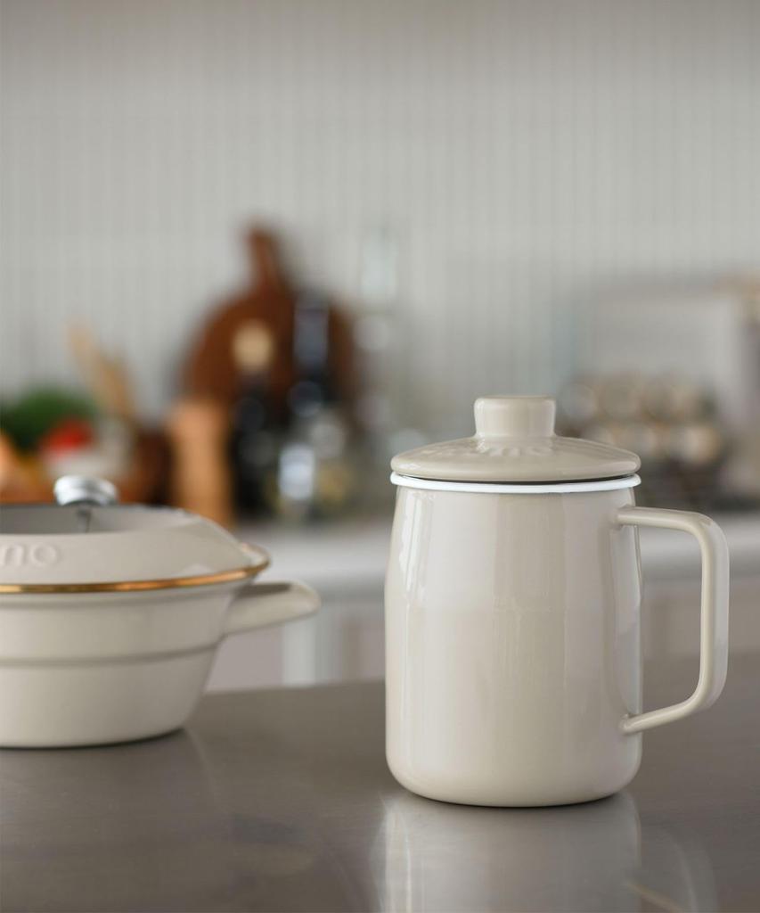 BRUNO Enamel Oil Pot, 1.0L, Fuji Enamel Collaboration, Greige, BHK297-GRG