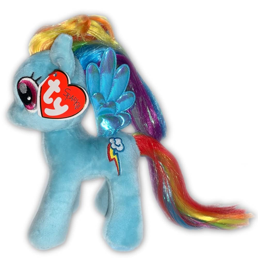 My Little Pony Ty Beanie Babies 17cm Plush Toy (Rainbow Dash) Blue Mascot Plush My Littly Pony MLP Goods Character Present Gift Beanie Babies