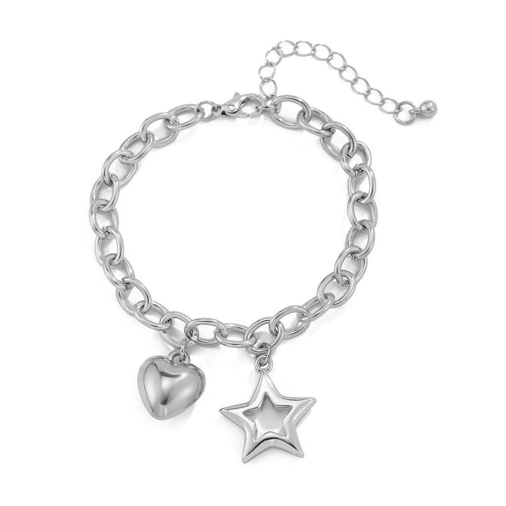 European & American Hollow Star Heart Alloy Bracelet - Summer Collection for Women