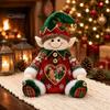 Plush Candy Storage Box Christmas Snack Bag, Clear Heart Window Doll with Back Zipper, Holiday Cookie Gift Soft Knitted Ornament Holder, Decorative