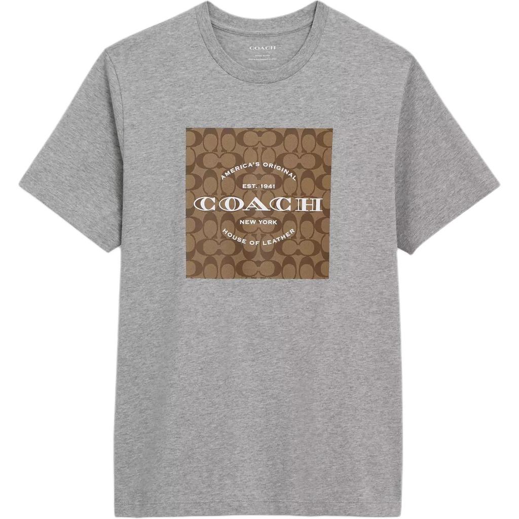Coach Printed Letter Round Neck Short Sleeve T-Shirt Men T-Shirts Gray CO790-LEB