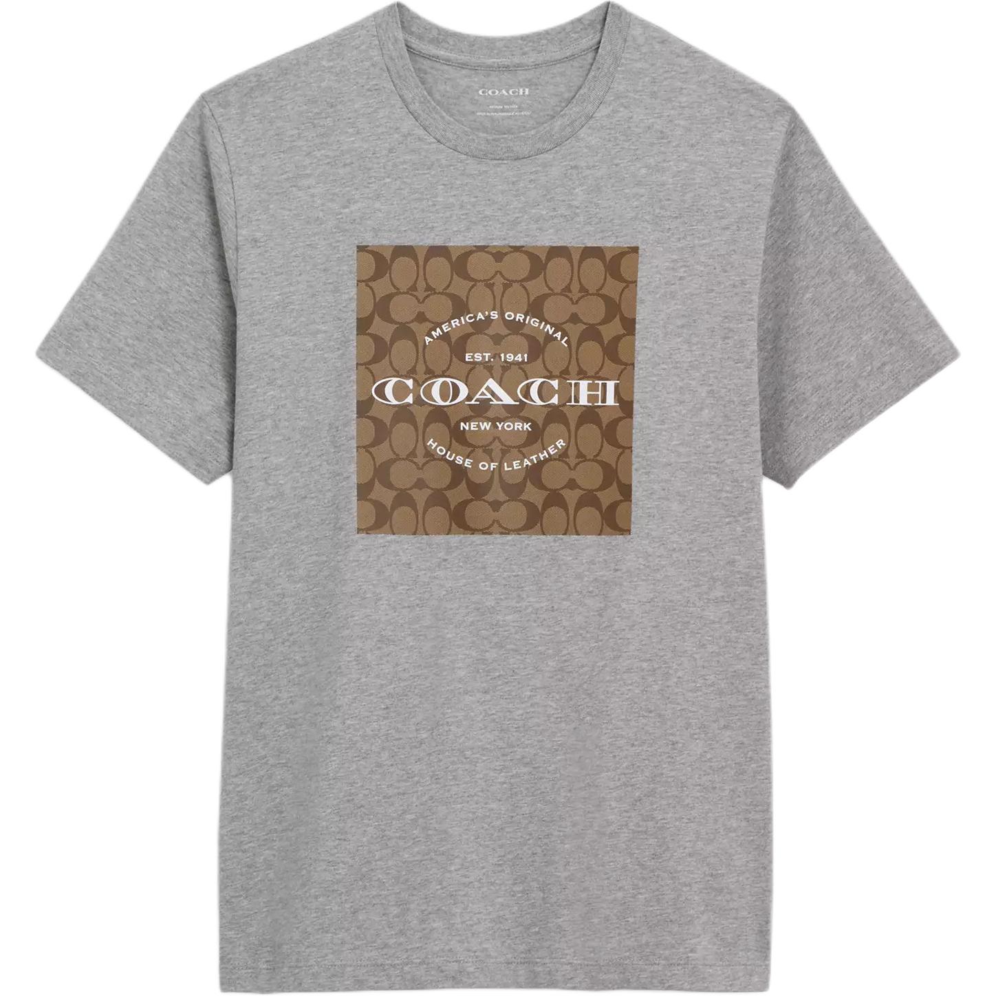 

Coach Printed Letter Round Neck Short Sleeve T-Shirt Men T-Shirts Gray CO790-LEB XL