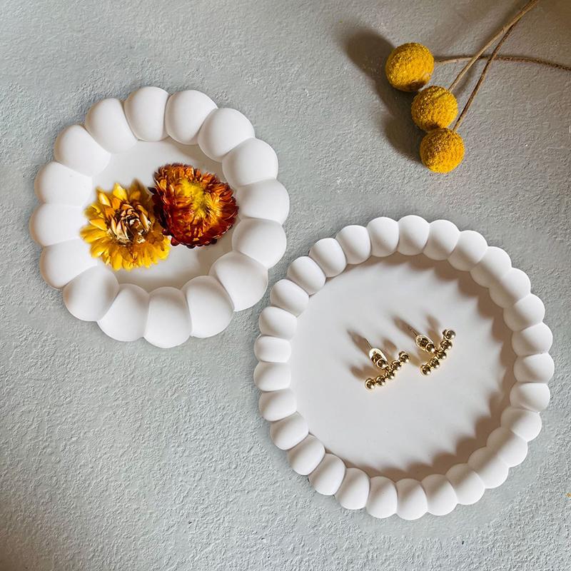 Plate Storage Coaster Mold DIY Cement Nordic Plaster Coaster Round Tray Pottery Mould Home Decor Handicrafts Gift