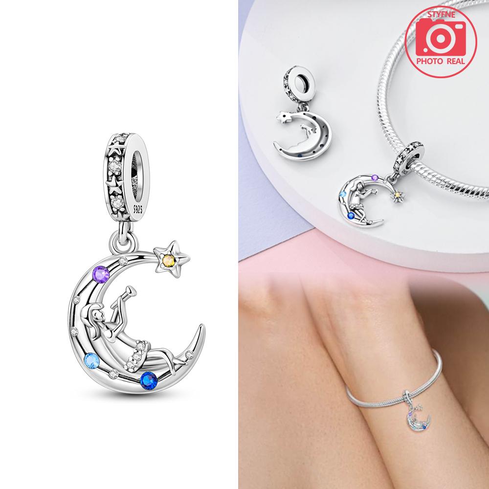 Copper Colour Star & Moon Couple Charms Fit Charms Copper Colour Original Bracelet For Jewelry Making