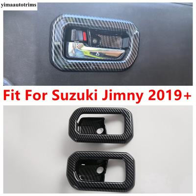 Car Inner Door Handle Bowl Frame Decoration Cover Trim For Suzuki Jimny  - 2025 ABS Carbon Fiber Look Interior Accessories