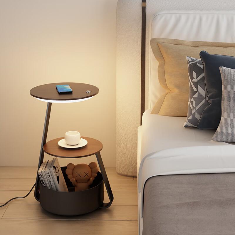 OEING Bedside Table Lamp with Wireless Charger and Storage