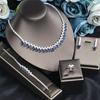 Korean Bridal Jewelry Set: Zircon Necklace, Earrings & Ring - Elegant Wedding Accessories