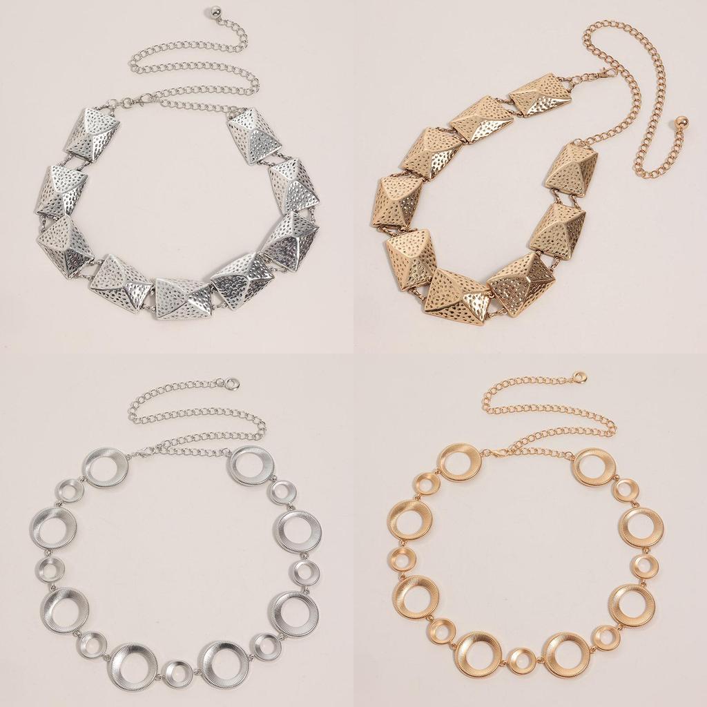 Geometric Metal Waist Chain With Hook Closure For Fashion Women Spring