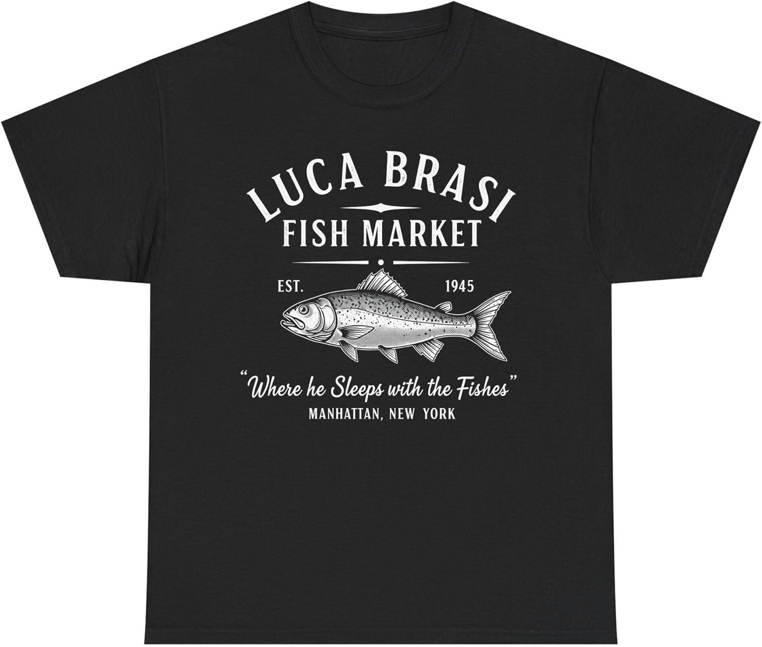 Luca Brasi Fish Market T-Shirt Sleeps with The Fishes Inspired Tee S