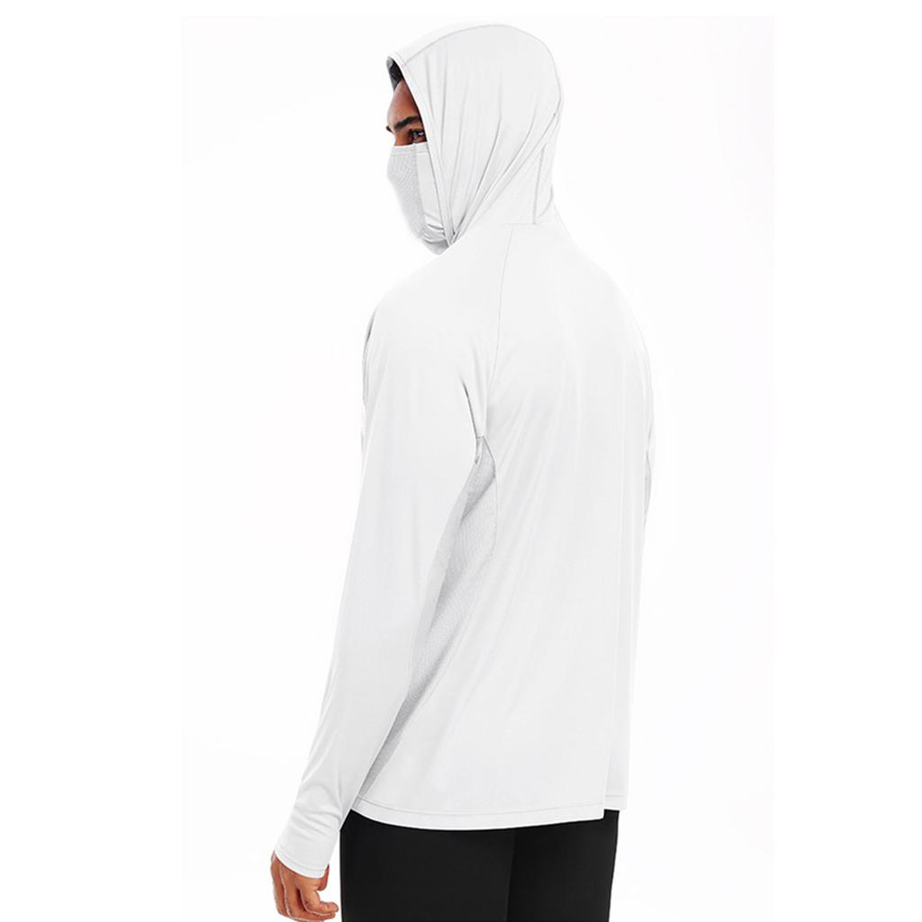Zomer Kleding voor Mannen met Capuchon en Gezichtsbescherming, Duimgaten, Mesh Paneel, Casual Sport Shirt voor Hardlopen en Fietsen