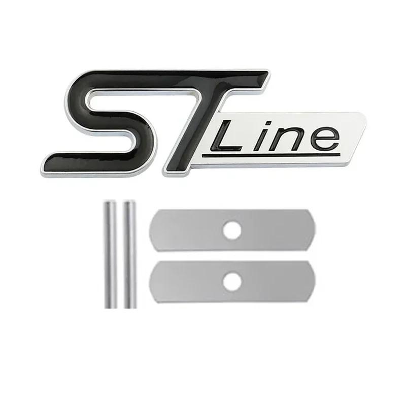 nlbn7 For FORD ST LINE Logo Front Grill Emblem Badge Car Rear Trunk Sticker Decals Focus Kuga Fiesta Mondeo ESCAPE Ecoboost